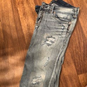 Silver jean capris